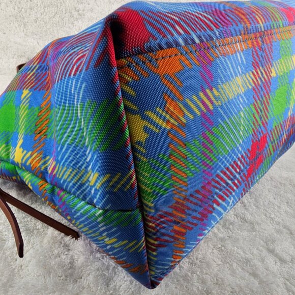 DOONEY & BOURKE Pastel Blue Tartan Plaid Nylon Coated Canvas Lg Tote Shopper - Picture 6 of 15